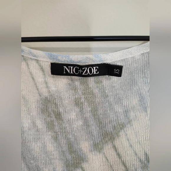 Nic + Zoe Womens Linen Blend Wrap Top Size XS Blue Green Ombre Boho Balletcore - Picture 3 of 8